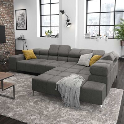 HOMELIV. Ecksofa Cambridge 321x216x85cm Webstoff Dunkelgrau 72x321x216cm HOMELIV. Ecksofa Cambridge 321x216x85cm Webstoff Dunkelgrau 72x321x216cm