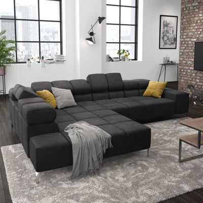 HOMELIV. Ecksofa Cambridge 321x216x85cm Webstoff Dunkelgrau 72x321x216cm HOMELIV. Ecksofa Cambridge 321x216x85cm Webstoff Dunkelgrau 72x321x216cm