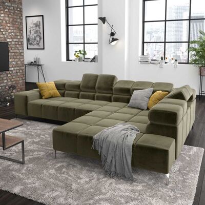 HOMELIV. Ecksofa Cambridge 321x216x85cm Velours Grün 72x321x216cm HOMELIV. Ecksofa Cambridge 321x216x85cm Velours Grün 72x321x216cm