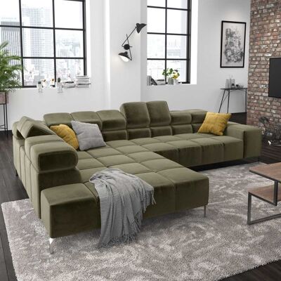 HOMELIV. Ecksofa Cambridge 321x216x85cm Velours Grün 72x321x216cm HOMELIV. Ecksofa Cambridge 321x216x85cm Velours Grün 72x321x216cm
