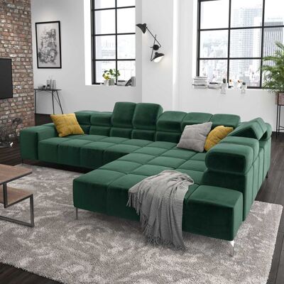 HOMELIV. Ecksofa Cambridge 321x216x85cm Velours Grün 72x321x216cm HOMELIV. Ecksofa Cambridge 321x216x85cm Velours Grün 72x321x216cm