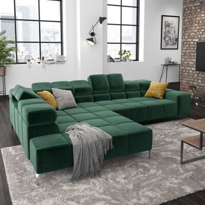 HOMELIV. Ecksofa Cambridge 321x216x85cm Velours Grün 72x321x216cm HOMELIV. Ecksofa Cambridge 321x216x85cm Velours Grün 72x321x216cm