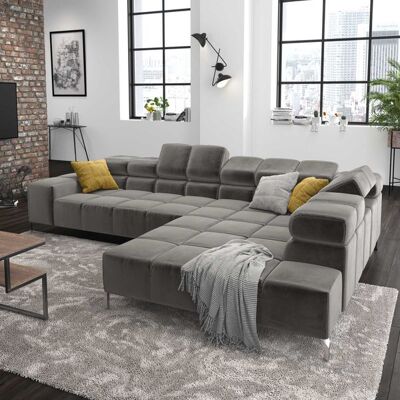 HOMELIV. Ecksofa Cambridge 321x216x85cm Velours Dunkelgrau 72x321x216cm HOMELIV. Ecksofa Cambridge 321x216x85cm Velours Dunkelgrau 72x321x216cm