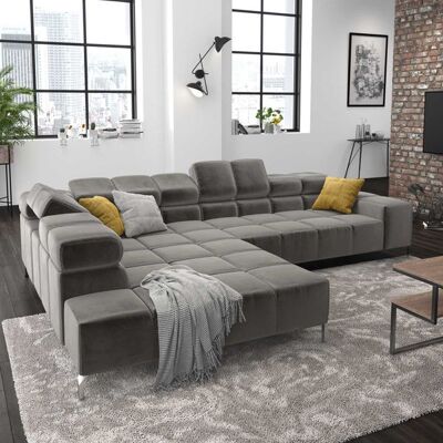 HOMELIV. Ecksofa Cambridge 321x216x85cm Velours Dunkelgrau 72x321x216cm HOMELIV. Ecksofa Cambridge 321x216x85cm Velours Dunkelgrau 72x321x216cm