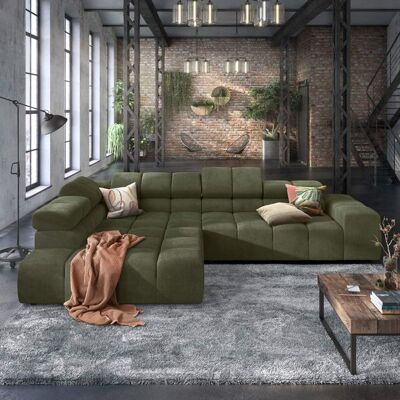 HOMELIV. Ecksofa Charlotta 319x215x82cm Feincord Grün 70x319x215cm HOMELIV. Ecksofa Charlotta 319x215x82cm Feincord Grün 70x319x215cm
