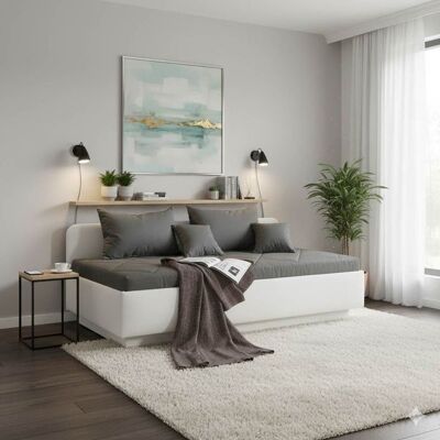 Sofaliege Eriko Kunstleder mit Bettkasten Weiß 72x204x99cm Sofaliege Eriko Kunstleder mit Bettkasten Weiß 72x204x99cm