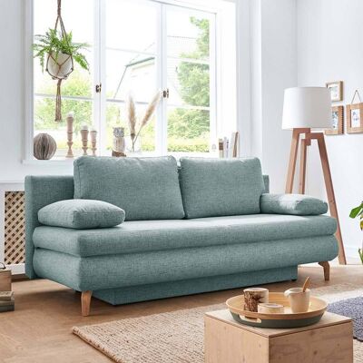 Schlafsofa Maranca Webstoff/Cord mit Bettkasten Blau 91x200x92cm Schlafsofa Maranca Webstoff/Cord mit Bettkasten Blau 91x200x92cm