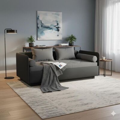 Schlafsofa Eriko Kunstleder mit Bettkasten Schwarz 72x261x99cm Schlafsofa Eriko Kunstleder mit Bettkasten Schwarz 72x261x99cm