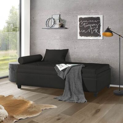 Relaxliege Kamina Microvelours mit Bettkasten Schwarz 47x205x105cm Relaxliege Kamina Microvelours mit Bettkasten Schwarz 47x205x105cm