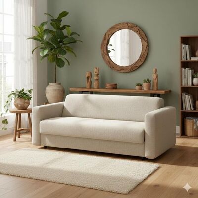 Schlafsofa Amida Webstoff/Bouclé Sand 75x197x101cm Schlafsofa Amida Webstoff/Bouclé Sand 75x197x101cm