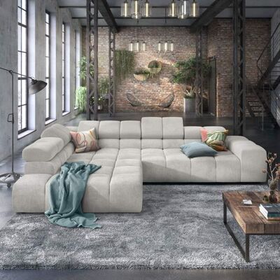 HOMELIV. Ecksofa Charlotta 319x215x82cm Feincord Hellgrau 70x319x215cm HOMELIV. Ecksofa Charlotta 319x215x82cm Feincord Hellgrau 70x319x215cm