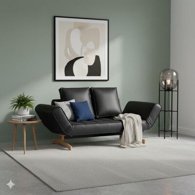 Schlafsofa Nunki Kunstleder Schwarz 68x210x93cm Schlafsofa Nunki Kunstleder Schwarz 68x210x93cm