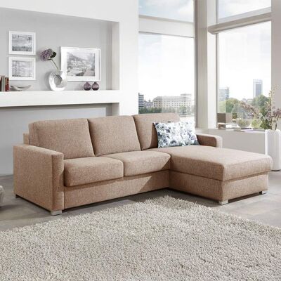 Eck-Schlafsofa Lelio Webstoff mit Lattenrost und Bettkasten Ottomane rechts Sand 86x278x178cm Eck-Schlafsofa Lelio Webstoff mit Lattenrost und Bettkasten Ottomane rechts Sand 86x278x178cm