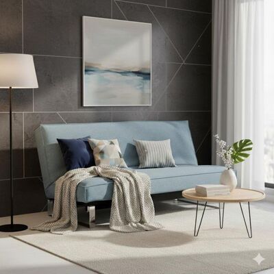 Schlafsofa Astoria Webstoff/Cord mit Lattenrost und Stauraum Blau 90x200x100cm Schlafsofa Astoria Webstoff/Cord mit Lattenrost und Stauraum Blau 90x200x100cm