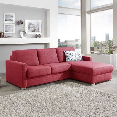 Eck-Schlafsofa Lelio Webstoff mit Lattenrost und Bettkasten Ottomane rechts Rot 86x298x178cm Eck-Schlafsofa Lelio Webstoff mit Lattenrost und Bettkasten Ottomane rechts Rot 86x298x178cm