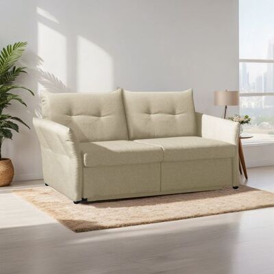 Schlafsofa Retford Webstoff/Velours mit Bettkasten Sand 89x184x82cm Schlafsofa Retford Webstoff/Velours mit Bettkasten Sand 89x184x82cm