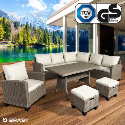 Brast Polyrattan Eck Sitzgruppe HACIENDA braun/beige Brast Polyrattan Eck Sitzgruppe HACIENDA braun/beige