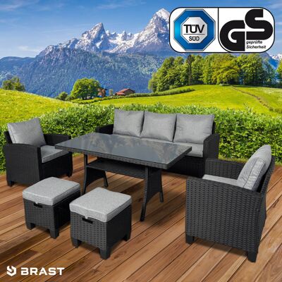 Brast Polyrattan Garten Sitzgruppe DELIGHT-7 schwarz/grau Brast Polyrattan Garten Sitzgruppe DELIGHT-7 schwarz/grau