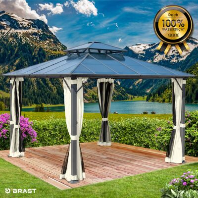 Brast Alu Pavillon PAGODE 3,5x3,5m beige mit Moskitonetz Brast Alu Pavillon PAGODE 3,5x3,5m beige mit Moskitonetz