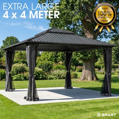 Brast Alu Pavillon MIAMI mit Stahldach 4x4 Brast Alu Pavillon MIAMI mit Stahldach 4x4