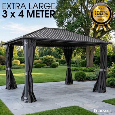 Brast Alu Pavillon MIAMI mit Stahldach 3x4 Brast Alu Pavillon MIAMI mit Stahldach 3x4