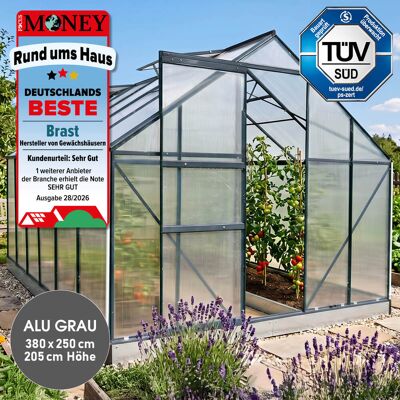 Brast Aluminium-Gewächshaus 380x250x205 anthrazit Brast Aluminium-Gewächshaus 380x250x205 anthrazit
