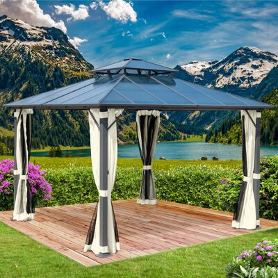 Brast Alu Pavillon PAGODE 3,5x3,5m beige mit Moskitonetz Brast Alu Pavillon PAGODE 3,5x3,5m beige mit Moskitonetz