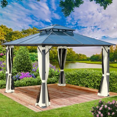 Brast Alu Pavillon PAGODE 4x4m beige mit Moskitonetz Brast Alu Pavillon PAGODE 4x4m beige mit Moskitonetz