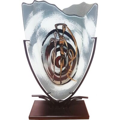 Glass Vase Duo & Forged Stand, H 47,5cm - Benjamin Glass Vase Duo & Forged Stand, H 47,5cm - Benjamin