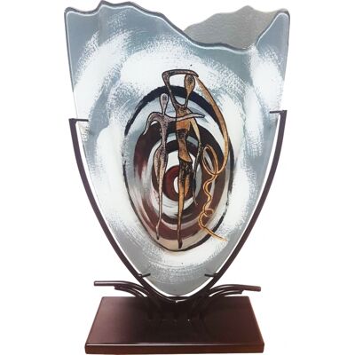 Glass Vase Duo & Forged Stand, H 47,5cm - Benjamin Glass Vase Duo & Forged Stand, H 47,5cm - Benjamin