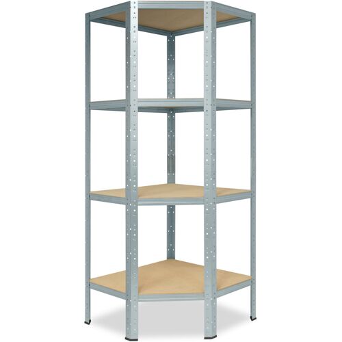 shelfplaza HOME 155x60x30 cm Eckregal in verzinkt mit 4 Böden und 175 kg Traglast pro Boden