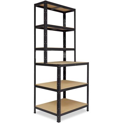 shelfplaza BLACK 190x100x60 cm Werkbank Regal in schwarz mit 6 Böden und 145 kg Traglast pro Boden shelfplaza BLACK 190x100x60 cm Werkbank Regal in schwarz mit 6 Böden und 145 kg Traglast pro Boden