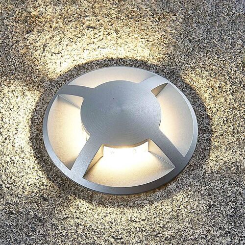 Lucande Bodeneinbauleuchte Milara, 4 Lichtaustritte, GU10 Milara Lucande, dimmbar, alu / grau / zink, Aluminium, Modern, Bodeneinbauleuchten