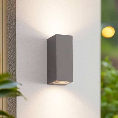 Aussenwandleuchte Xava Lucande, dimmbar, alu / grau / zink, Aluminium, Modern, Wandleuchte außen