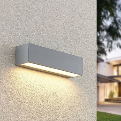 LED Aussenwandleuchte Lengo Lucande, alu / grau / zink, Aluminium, Modern, LED Wandleuchte außen