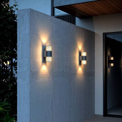 Nordlux Aussenwandleuchte Aludra Double, dimmbar, alu / grau / zink, Aluminium, Wandleuchte außen