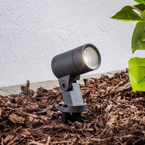 Arcchio Erdspießstrahler Hemmani, Höhe 35 cm, anthrazit, Alu Hemmani, schwarz, Aluminium, Modern