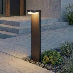 Lindby LED-Solar-Sockelleuchte Eleazar, schwarz, Alu, Sensor Eleazar Lindby, dimmbar, schwarz, Aluminium, Modern, Solarleuchten