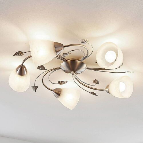 Deckenlampe Yannie Lindby, dimmbar, alu / grau / zink, für Wohn- / Esszimmer, Metall, Antik, Deckenlampe