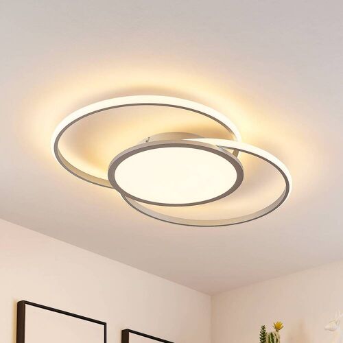 LED Deckenlampe Senne Lucande, dimmbar, alu / grau / zink, für Schlafzimmer, Metall, Modern, LED Deckenleuchte