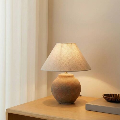 Tischlampe Thalorin Lucande, braun / rost, für Wohn- / Esszimmer, Keramik, Skandinavisch, Tischlampe