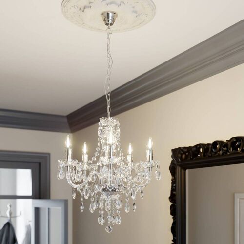 Kronleuchter Merida Lindby, dimmbar, klar / transparent, für Wohn- / Esszimmer, Antik, Kronleuchter