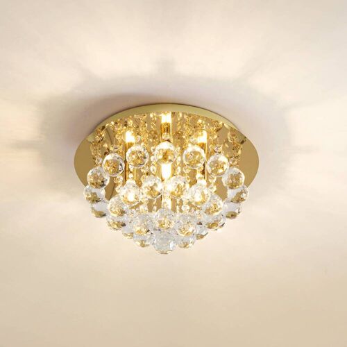 Kristall Deckenlampe Gillion Lindby, dimmbar, messing / gold, für Wohn- / Esszimmer, Kristall, Design, Deckenlampe
