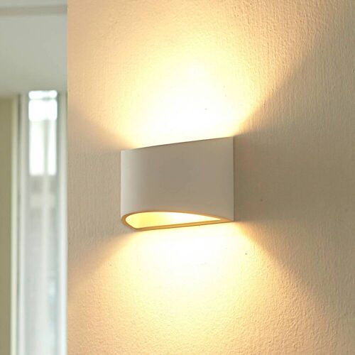 Wandlampe Heiko Lindby, dimmbar, weiß / opal, für Wohn- / Esszimmer, Gips / Ton, Modern, Wandleuchte, Wandlampe Innen