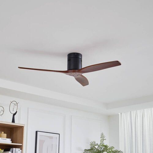 Lucande Deckenventilator Vindur, schwarz, Holz, DC, leise Vindur, schwarz, für Wohn- / Esszimmer, Metall, Modern