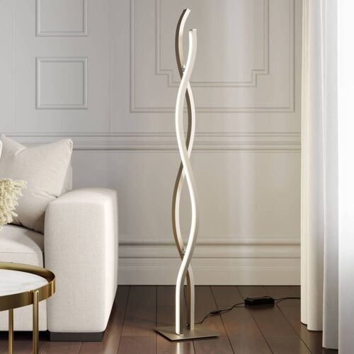 LED Stehlampe Mairia Lucande, dimmbar, alu / grau / zink, für Wohn- / Esszimmer, Aluminium, Modern, LED Stehlampe