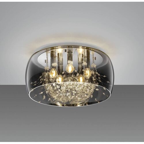 Trio Lighting Deckenlampe Crystel, dimmbar, chrom / silber, für Wohn- / Esszimmer, Glas, Modern, Deckenlampe
