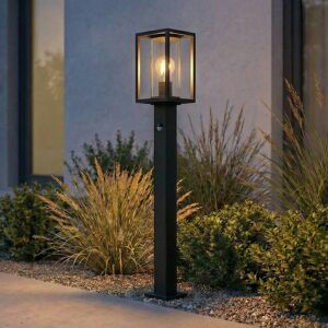 Lucande Wegeleuchte Ferda, 100 cm, Sensor, anthrazit, IP44 Ferda, schwarz, Aluminium, Modern Lucande Wegeleuchte Ferda, 100 cm, Sensor, anthrazit, IP44 Ferda, schwarz, Aluminium, Modern