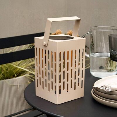 Dyberg Larsen LED-Solar-Laterne Luma, beige, 20 cm, IP44 dimmbar, creme / amber, Metall, Modern, Solarleuchten Dyberg Larsen LED-Solar-Laterne Luma, beige, 20 cm, IP44 dimmbar, creme / amber, Metall, Modern, Solarleuchten