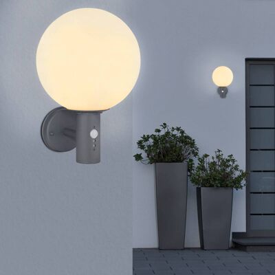 Globo Außenwandlampe Ossy, anthrazit/weiß, Sensor, IP44, E27 Ossy, alu / grau / zink, Glas, Wandleuchte außen Globo Außenwandlampe Ossy, anthrazit/weiß, Sensor, IP44, E27 Ossy, alu / grau / zink, Glas, Wandleuchte außen